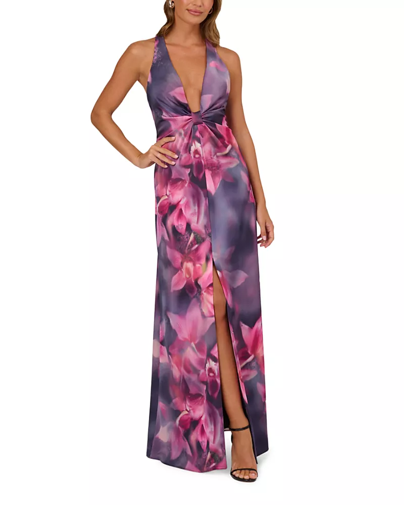 Adrianna By Adrianna Papell Printed Satin Dress