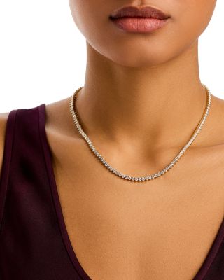 Certified Lab Grown Diamond Tennis Necklace in 14K White Gold, 10.0 tcw