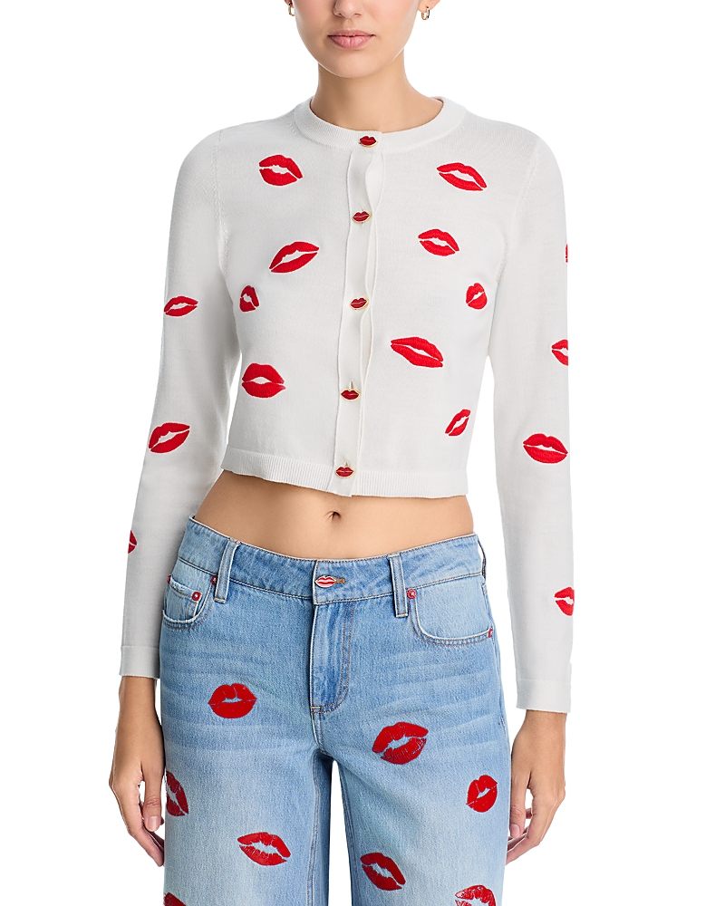 Alice and Olivia Daroda Lip Cardigan Sweater