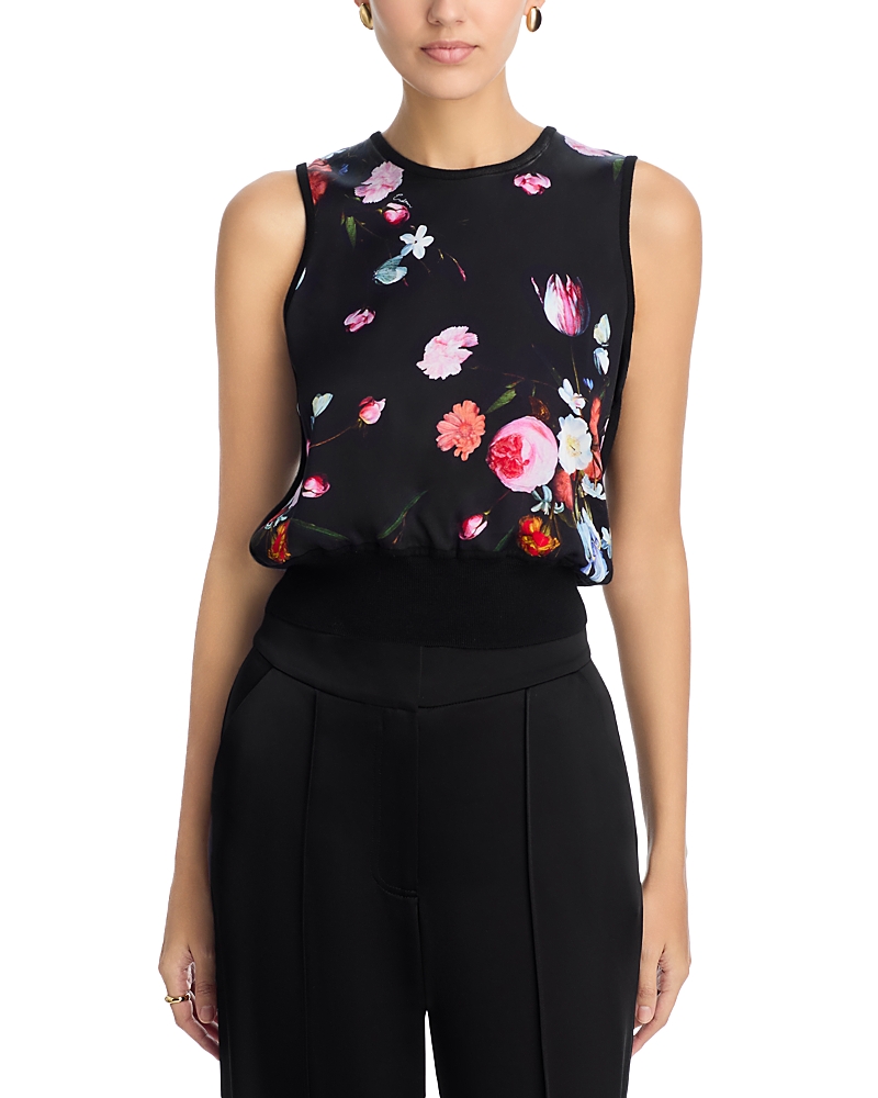 Erdem Sleeveless Front Print Top In Black