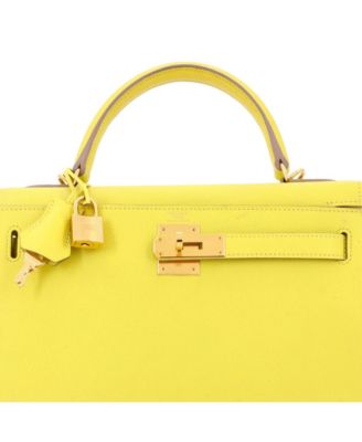 Kelly 28 Handbag Yellow Epsom with Gold Hardware