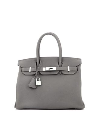 Birkin 30 Handbag Grey Clemence with Palladium Hardware