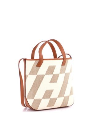 27 Cabas H en Biais Tote Canvas with Leather