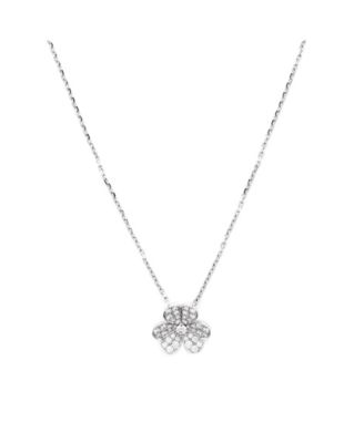  Small Frivole Pendant Necklace 18K White Gold with Pave Diamonds, 14.75 - 16.5"