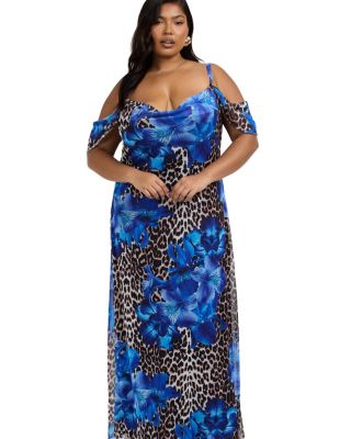  Leopard Print and Floral Maxi Dress