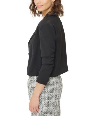Women's Olive Cropped Scrunch Sleeve Blazer