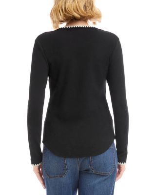 Long Sleeve Edge Stitch Crewneck Top	