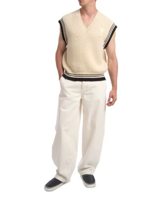 V-Neck Stripe Sleeveless Sweater