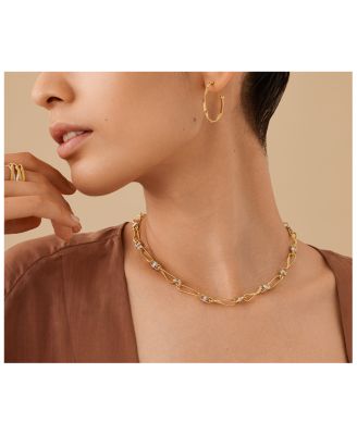 18K Yellow & White Gold Marrakech Onde Diamond Link Necklace, 18"