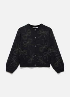 Women's Bow Detail Embellished Cardigan