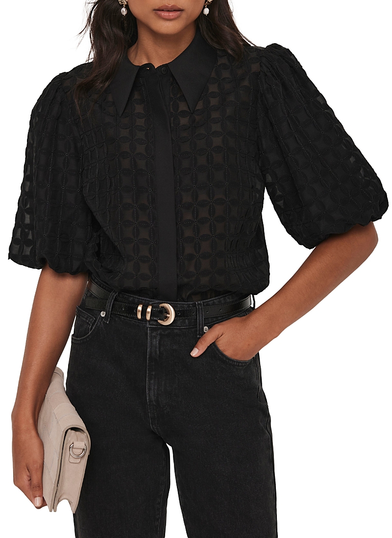 Mint Velvet Petal Detail Shirt In Black