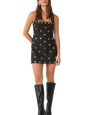 Eyelet Tailored Halter Neck Mini Dress