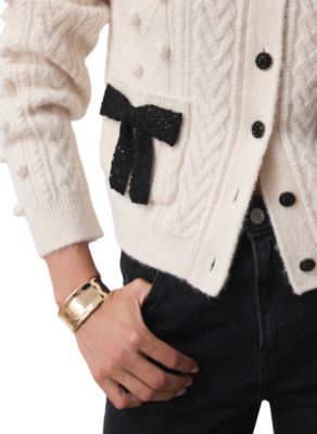 Women's Bow Detail Wool Blend Cardigan