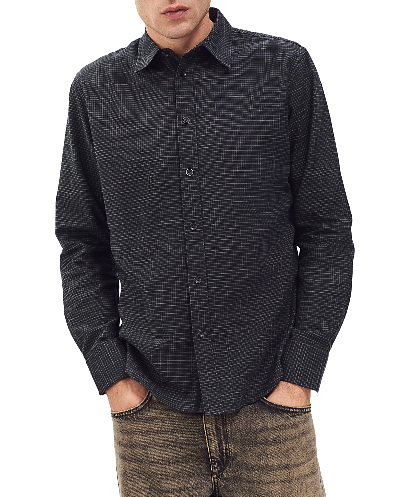 Rag & Bone Tomlin Crosshatch Cotton Button-up Shirt In Gray