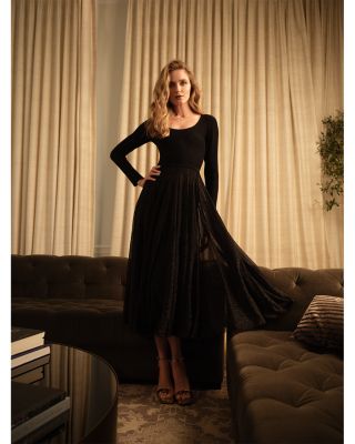 The Angelique Mixed Media Midi Dress