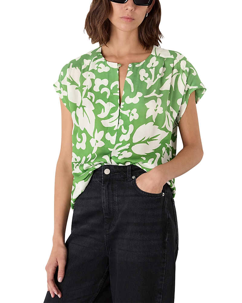 Whistles Floral Print Keyhole Top