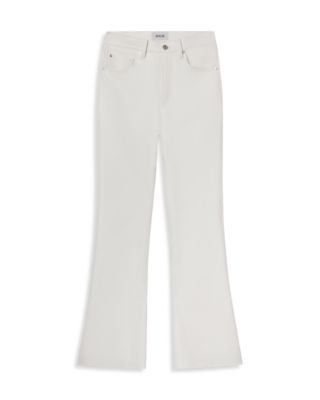 Mid Rise Leather Kick Bootcut Jeans in Collagen