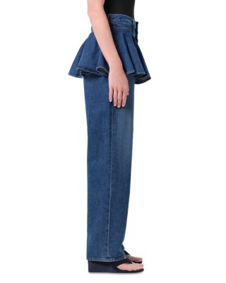 Peplum High Rise Straight Jeans in Peak