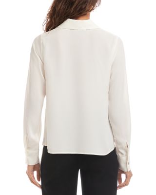 Long Sleeved Collared Cowl Neck Top	