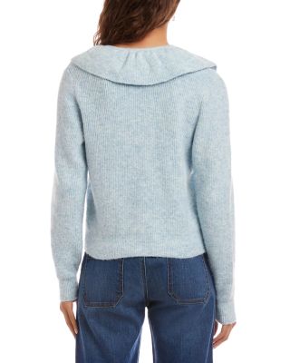 Ruffle Neckline Cardigan Sweater