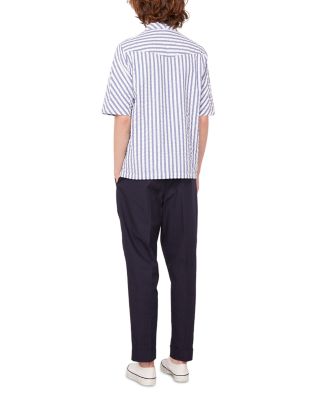 Eren Short Sleeve Cotton Striped Patchwork Shirt