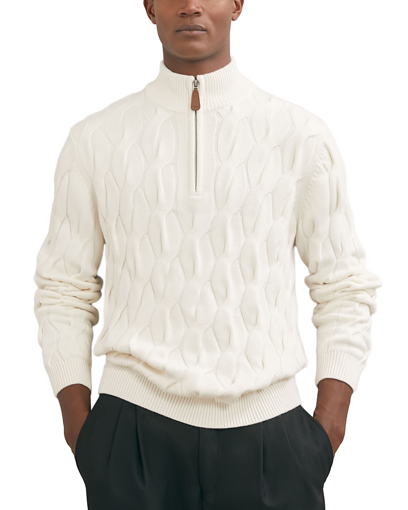 Reiss Quarter Zip Funnel Neck Sweater In White