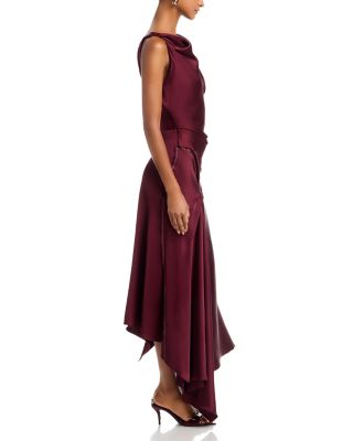 Asymmetric Draped Midi Dress