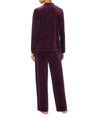 Velvet Long Sleeve Notch Collar Long Pants Pajama Set