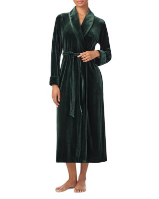 Long Sleeve Velvet Shawl Collar Long Robe