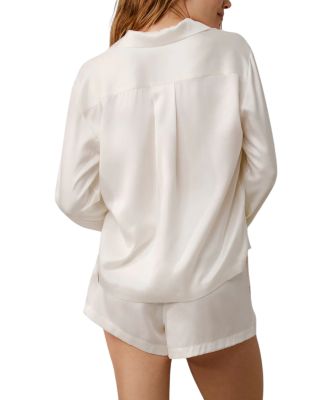 Silk Button Up Long Sleeve Short Set