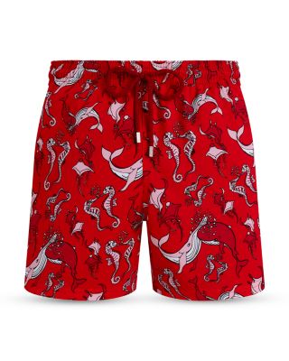 Whimsical Whales Printed 5.5" Swim Trunks