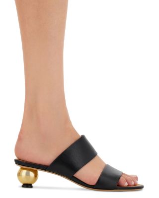 Women's Leather Bauble Heel Sandals