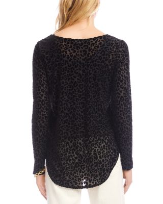 Long Sleeve Velvet Burnout Shirttail Top