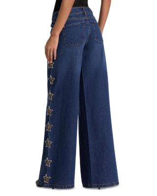 Amazing Low Rise Embellished Wide Leg Jeans in Dark Rinse