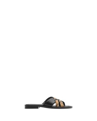 Check and Leather Drift Sandals