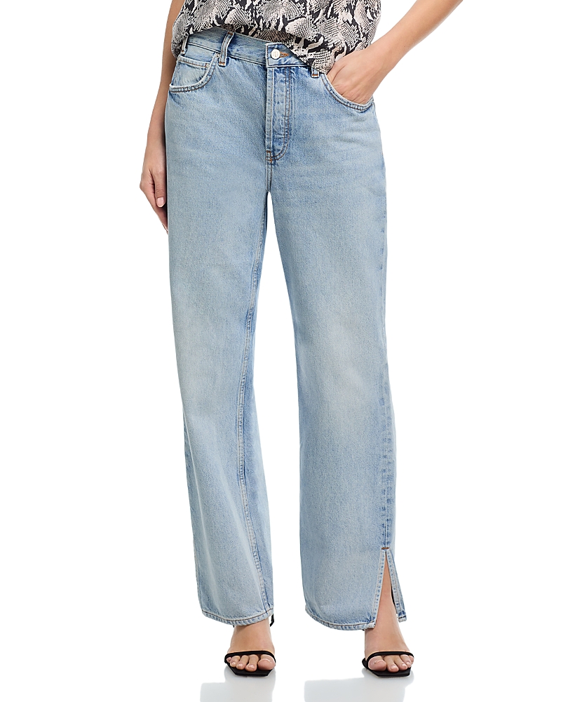 Anine Bing Roy High Rise Wide Leg Jeans in Blue