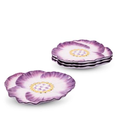 Pansy Party Ceramic Dessert Plates, Set of 4