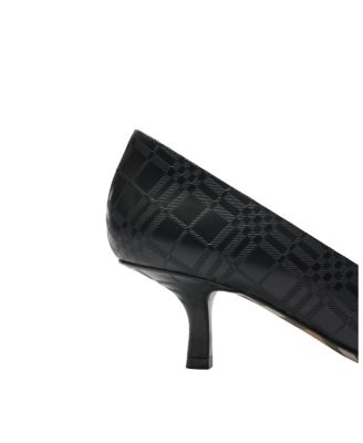 Women&#39;s Check Leather Dame Low Pumps