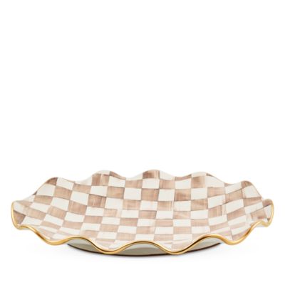Mocha Check Ceramic Large Serving Platter