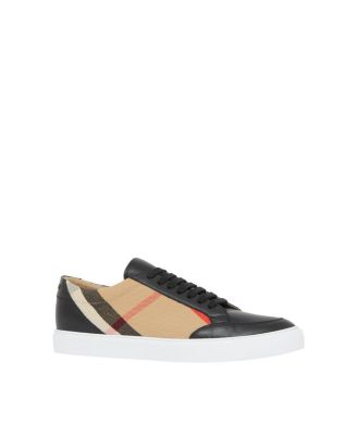 Women&#39;s Check and Leather Sneakers