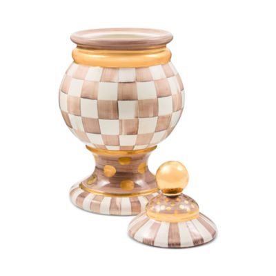 Mocha Check Ceramic Globe Canister