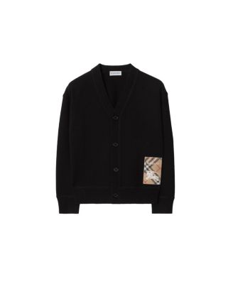  Unisex Check Label Wool Cardigan