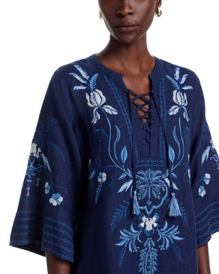 Linen Tie Front Kimono Dress