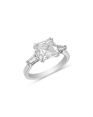 Luxe Collection Certified Lab Grown Diamond Asscher Cut Engagement Ring in 14K White Gold, 3.50 tcw