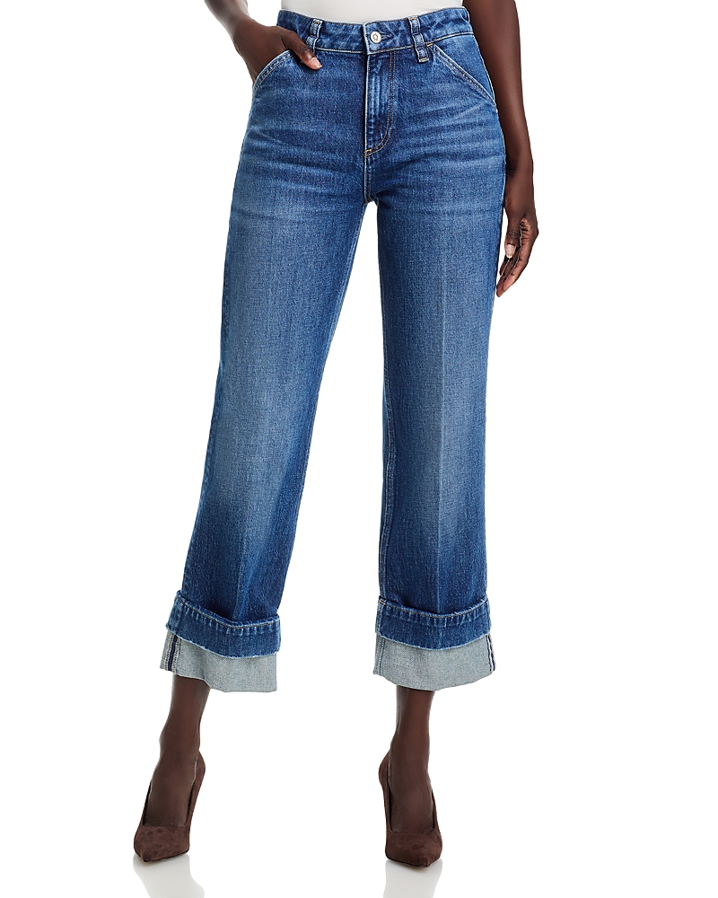 Boss Parkway High Rise Slim Straight Jeans in Dark Blue