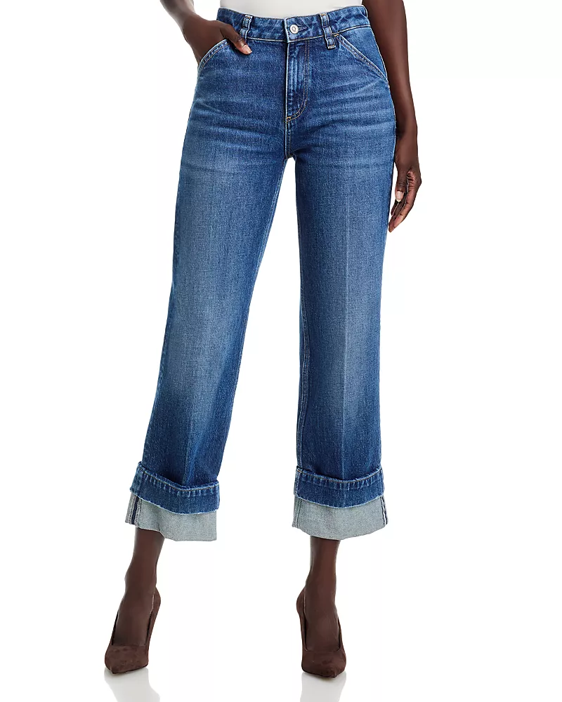 Boss Parkway High Rise Slim Straight Jeans in Dark Blue
