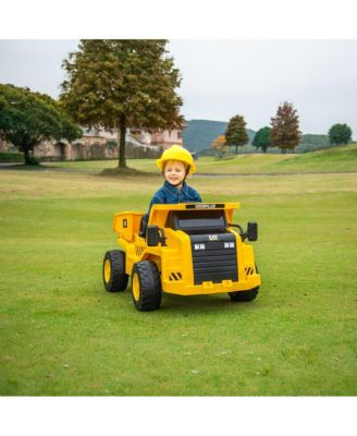  CAT Dump Truck 12V Electric Ride-On for Kids 3-6y: RC, Working Shovel, LED, Suspension - Ages 2-4
