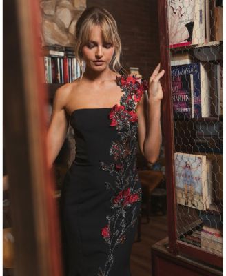 One Shoulder 3D Floral Embroidery Mermaid Gown