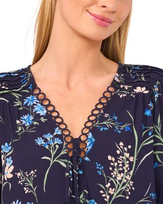 Pleated Shoulder Ring Trim Top