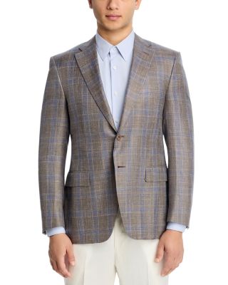 Siena Wool, Silk, & Linen M&eacute;lange Plaid Regular Fit Sport Coat